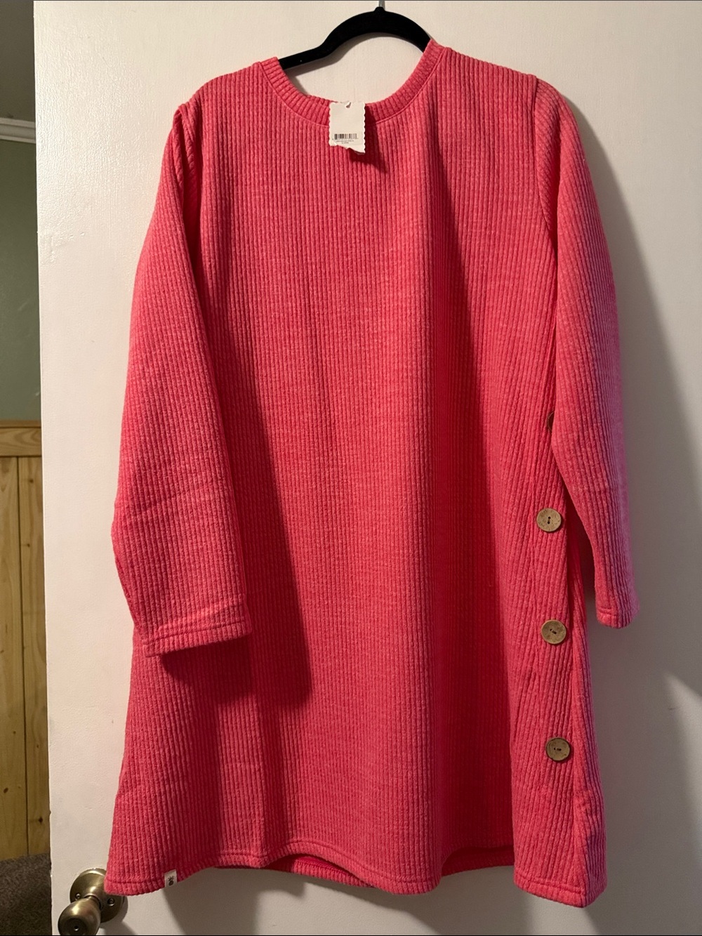 Simply Southern Hot Pink Ribbed Button-Side Mini Dress